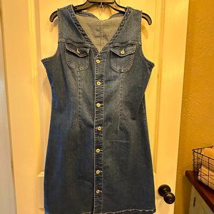 Sleeveless denim button front dress